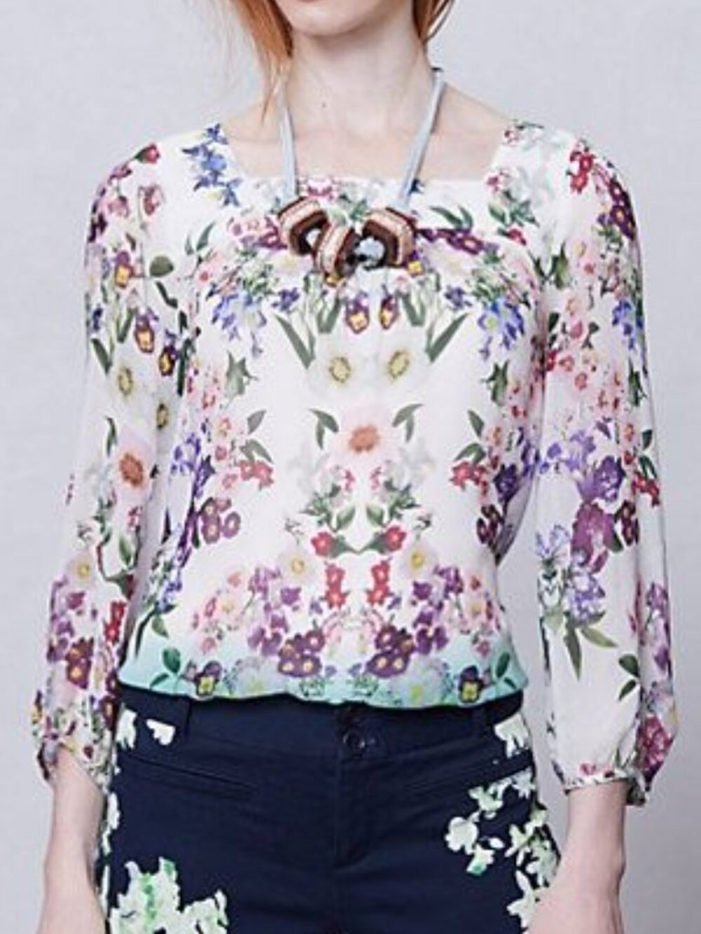 Anthropologie Porto Garden Blouse Top Floral